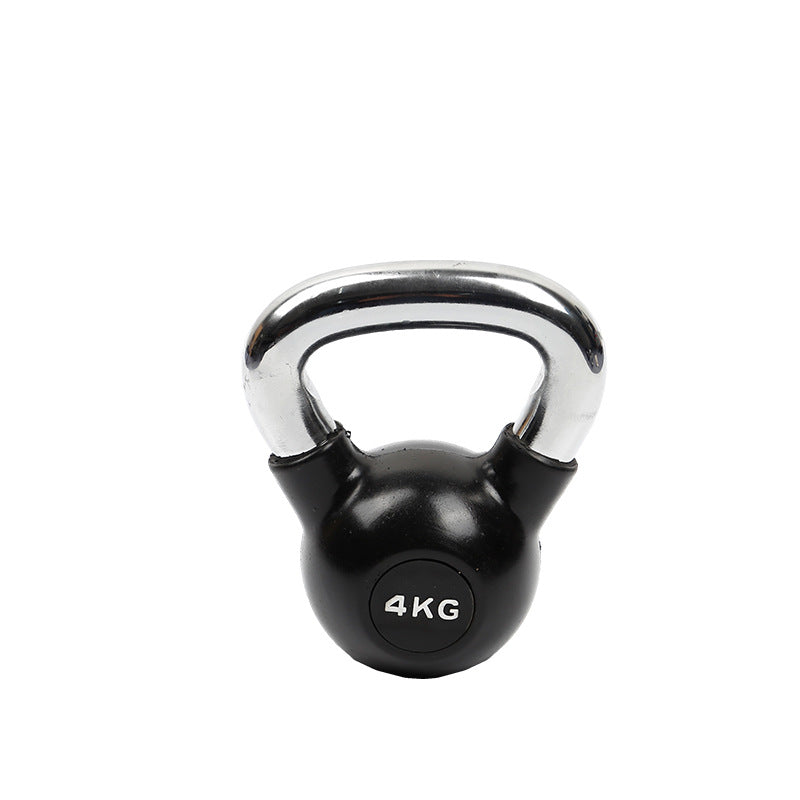 4kg black kettlebell with chrome handle for strength training at home