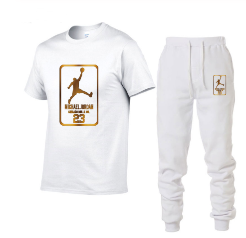 Men's Geometric Cotton Sports Outfit Set