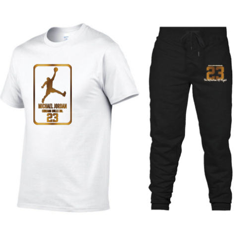 Men's Geometric Cotton Sports Outfit Set